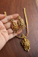 Lakshmi Ovals Peacock Pendant Set