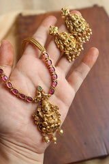 Lakshmi Ovals Peacock Pendant Set