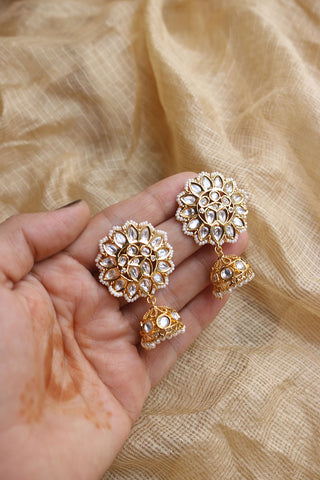 White Kundan Jhumkas