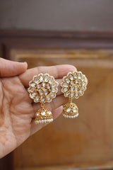 White Kundan Jhumkas