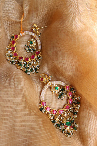 Ruby Green Kundan Chime Earrings