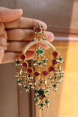 Ruby Green Kundan Chime Earrings
