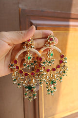 Ruby Green Kundan Chime Earrings