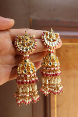 Kundan Chaand Pearl Jhumkas