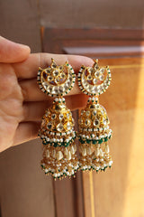 Kundan Chaand Pearl Jhumkas