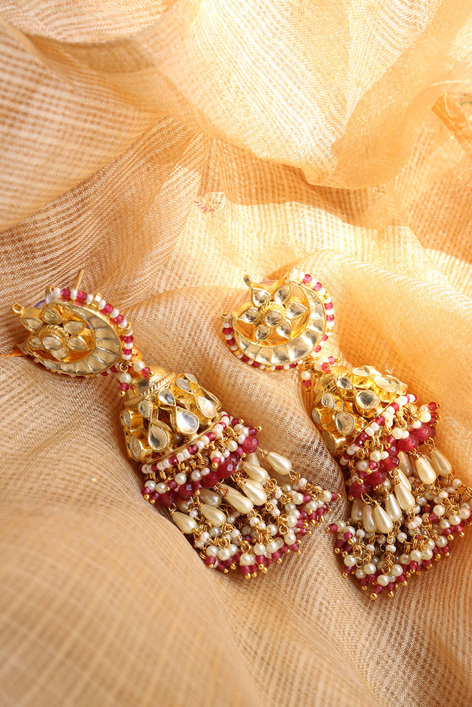 Buy Priyaasi Gold Plated Black Floral Design With Pearls Big Jhumki Like  Drop Earrings Online