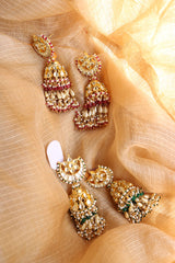 Kundan Chaand Pearl Jhumkas