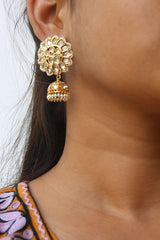 White Kundan Jhumkas