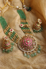 Peacock Kundan Motifs Set short