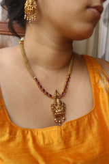 Lakshmi Ovals Peacock Pendant Set