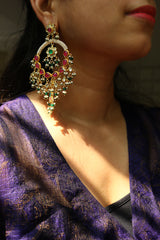 Ruby Green Kundan Chime Earrings