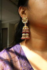 Kundan Chaand Pearl Jhumkas