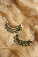 Green Bead Line Jhumki Ear Chain