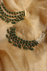Green Bead Line Jhumki Ear Chain