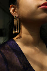 Ruby Green Lotus Chain Earrings