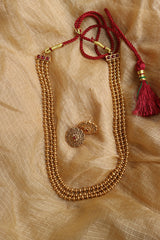 Gold 3 Line Short Maala Set