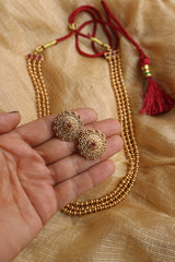 Gold 3 Line Short Maala Set