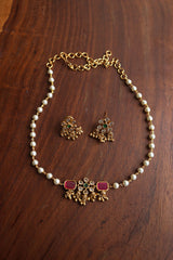 Delicate Rectangle Flower Pearl Set