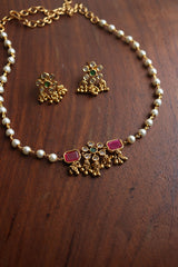 Delicate Rectangle Flower Pearl Set
