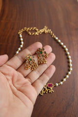 Delicate Rectangle Flower Pearl Set