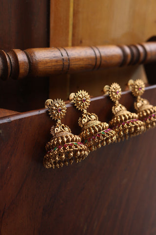 Antique Peacock Temple Jhumkas