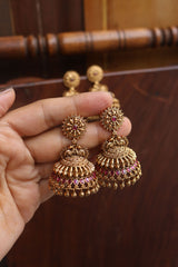 Antique Peacock Temple Jhumkas