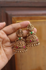 Antique Jadau Lakshmi Temple Jhumkas