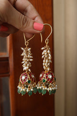 Kundan Pearl Hook Jhumkas