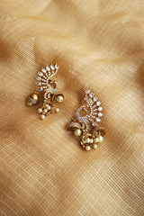 AD Peacock Tri Jhumka Earrings