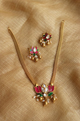 Enamel Lotus Kundan Set