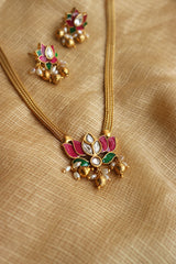 Enamel Lotus Kundan Set