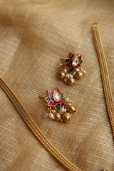 Enamel Lotus Kundan Set