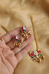 Enamel Lotus Kundan Set