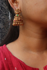 Antique Jadau Lakshmi Temple Jhumkas