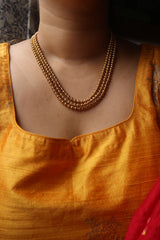 Gold 3 Line Short Maala Set