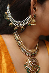 Pearls 4 line Jhumki Ear Chain