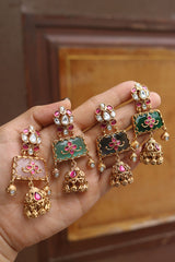 Polki Heritage Trapeze Earrings