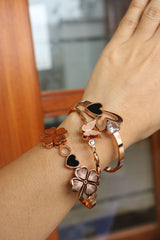 Rosegold Black Heart Stone Bracelet