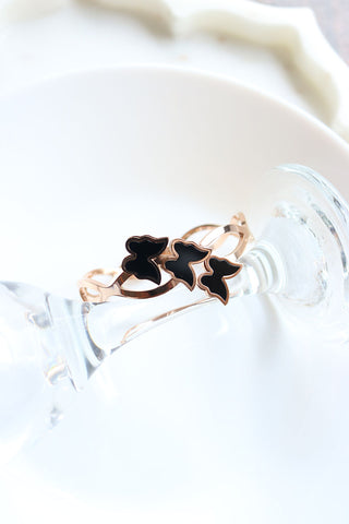 Rosegold Tri Butterfly Black Bracelet