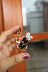 Rosegold Tri Butterfly Black Bracelet