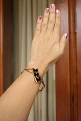Rosegold Tri Butterfly Black Bracelet