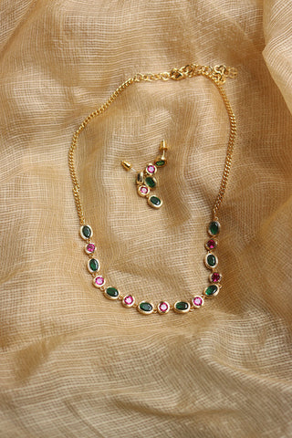 Ruby Pink Stones Necklace