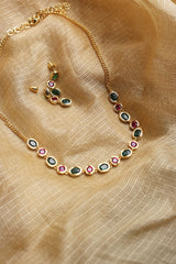 Ruby Pink Stones Necklace