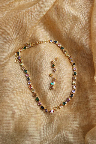 Multi Shapes Stone Necklace