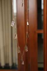 White Rectangles Hanging Short Chain