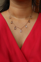 White Rectangles Hanging Short Chain