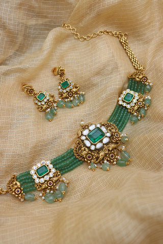 Antique Moissanite Emerald Choker