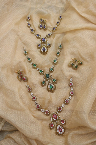 Dull Gold Oval Stones Set