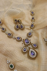 Dull Gold Oval Stones Set