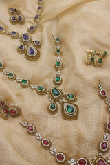 Dull Gold Oval Stones Set